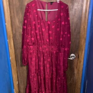 Torrid Fuchsia Long Sleeve Dress with Star Motif